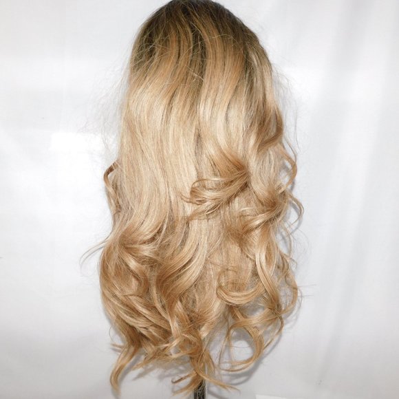 Two Tone Blonde Brown Wavy synthetic wig 22” Halloween Cosplay Dress up - - Picture 7 of 9